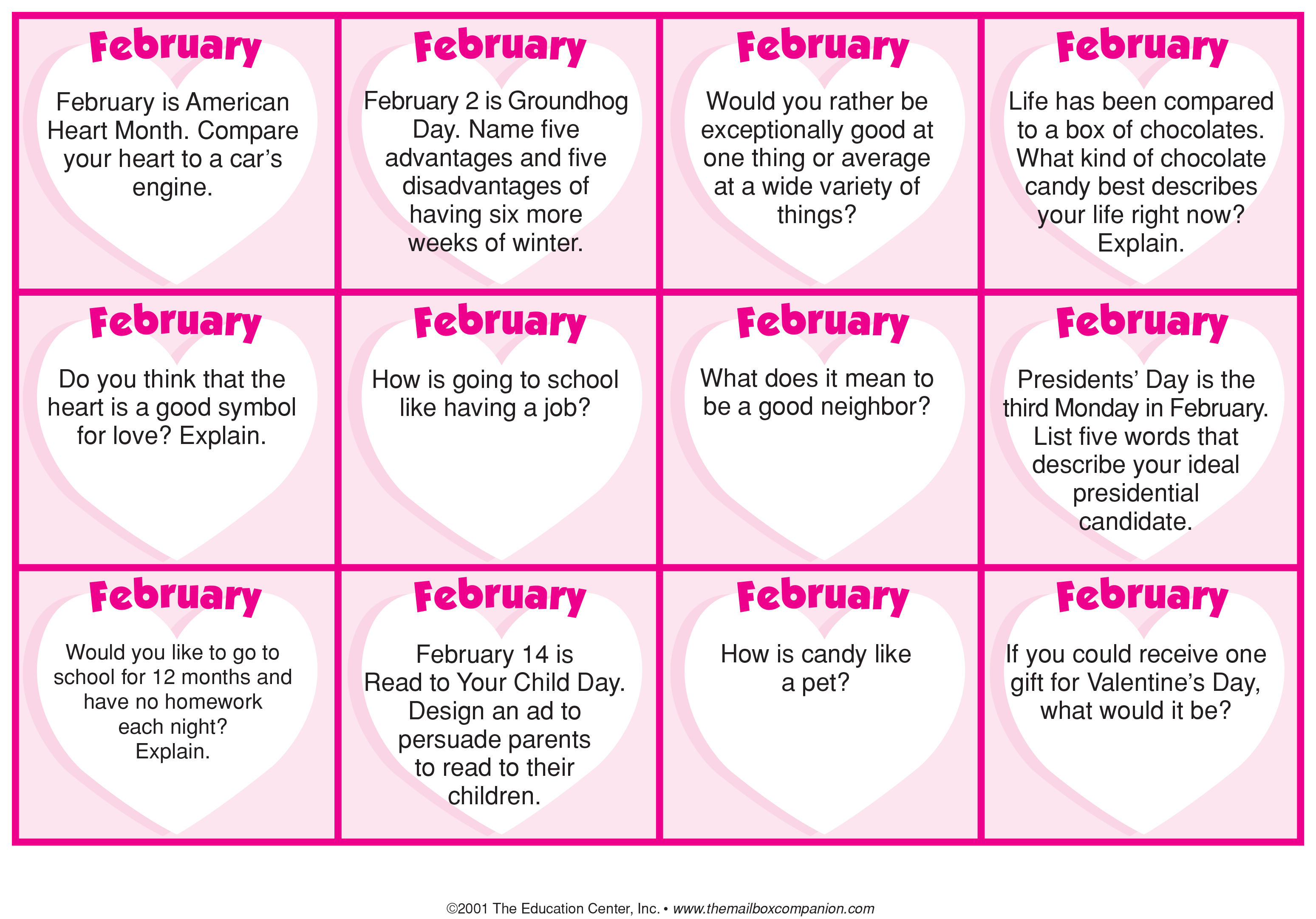 Brain-Booster Cards for February-1